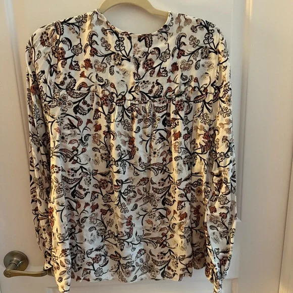 Lucky Brand Size Large Long Sleeve Blouse Floral Paisley Brown - Picture 4 of 4